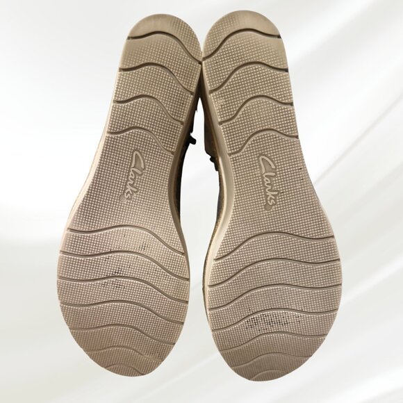 Clarks Palm Glow Olive Green Wedge Sandals Size 9 - Picture 8 of 16